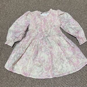 Gap 3t full sleeves floral light glittering pink dress